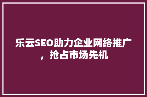 乐云SEO助力企业网络推广，抢占市场先机