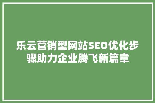 乐云营销型网站SEO优化步骤助力企业腾飞新篇章 百度算法