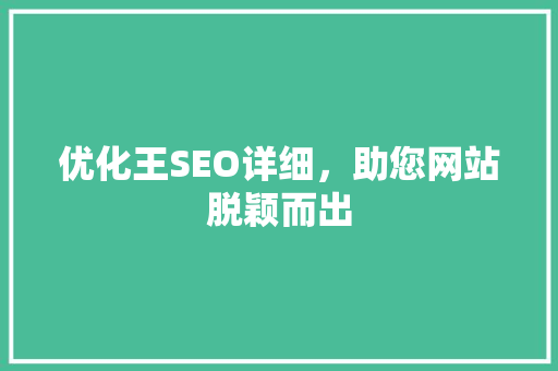 优化王SEO详细，助您网站脱颖而出