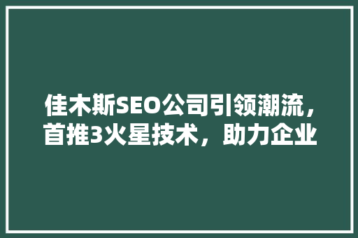 佳木斯SEO公司引领潮流，首推3火星技术，助力企业互联网营销新篇章