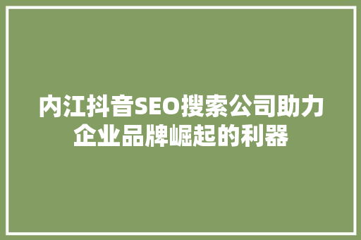 内江抖音SEO搜索公司助力企业品牌崛起的利器