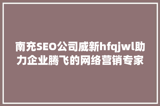南充SEO公司威新hfqjwl助力企业腾飞的网络营销专家