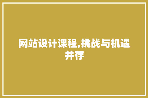 网站设计课程,挑战与机遇并存