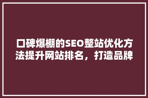 口碑爆棚的SEO整站优化方法提升网站排名，打造品牌影响力 网站开发