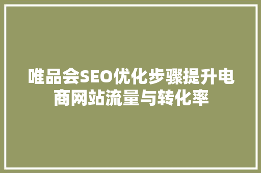 唯品会SEO优化步骤提升电商网站流量与转化率 搜狗优化