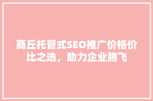 商丘托管式SEO推广价格价比之选，助力企业腾飞