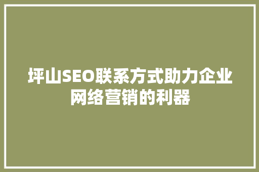 坪山SEO联系方式助力企业网络营销的利器