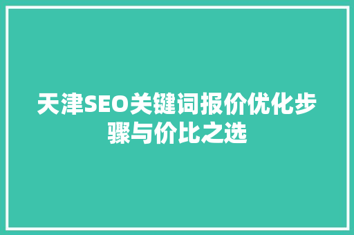 天津SEO关键词报价优化步骤与价比之选 头条优化