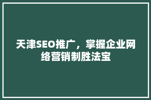 天津SEO推广，掌握企业网络营销制胜法宝