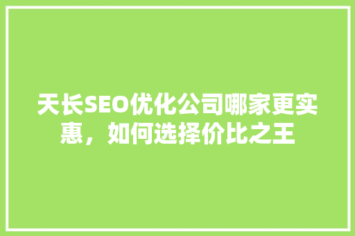 天长SEO优化公司哪家更实惠，如何选择价比之王
