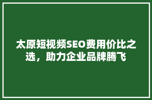 太原短视频SEO费用价比之选，助力企业品牌腾飞