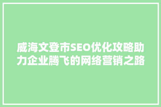 威海文登市SEO优化攻略助力企业腾飞的网络营销之路 网站开发
