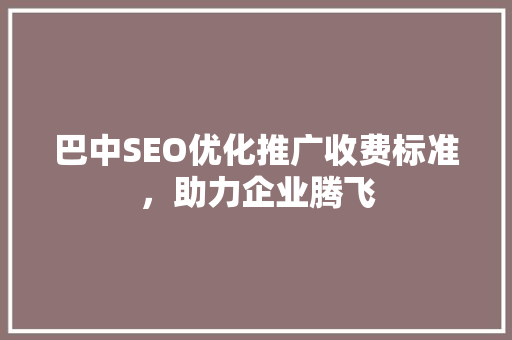 巴中SEO优化推广收费标准，助力企业腾飞 百度算法