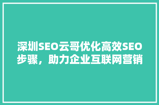 深圳SEO云哥优化高效SEO步骤，助力企业互联网营销腾飞