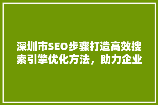 深圳市SEO步骤打造高效搜索引擎优化方法，助力企业腾飞