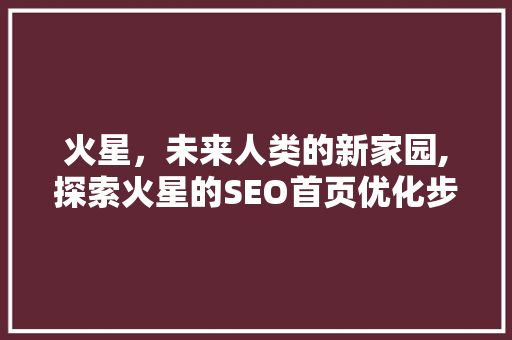 火星，未来人类的新家园,探索火星的SEO首页优化步骤