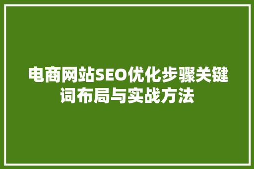 电商网站SEO优化步骤关键词布局与实战方法