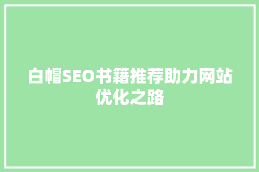 白帽SEO书籍推荐助力网站优化之路