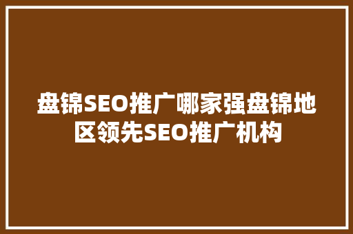 盘锦SEO推广哪家强盘锦地区领先SEO推广机构