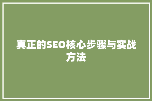 真正的SEO核心步骤与实战方法