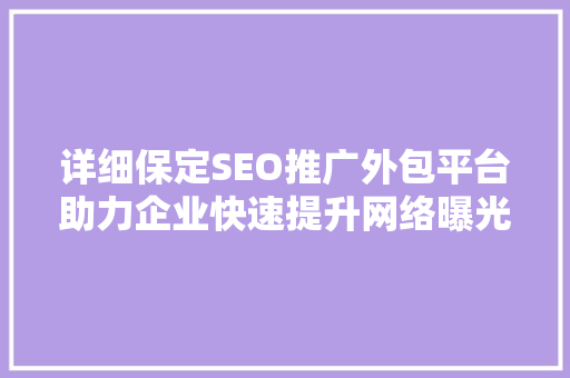 详细保定SEO推广外包平台助力企业快速提升网络曝光度
