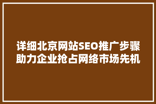 详细北京网站SEO推广步骤助力企业抢占网络市场先机