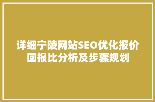 详细宁陵网站SEO优化报价回报比分析及步骤规划