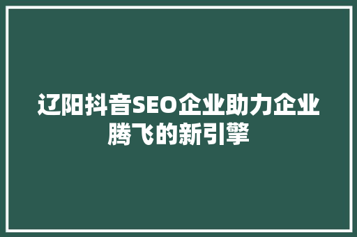 辽阳抖音SEO企业助力企业腾飞的新引擎