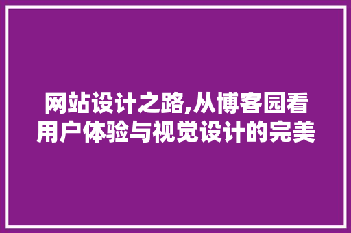 网站设计之路,从博客园看用户体验与视觉设计的完美融合