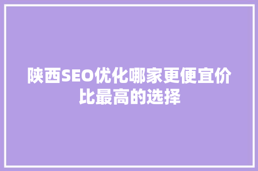 陕西SEO优化哪家更便宜价比最高的选择