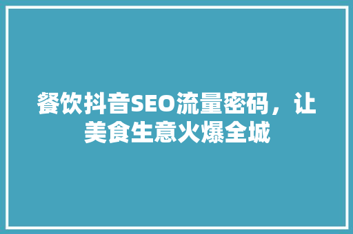餐饮抖音SEO流量密码，让美食生意火爆全城 网站开发