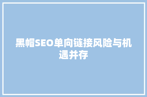 黑帽SEO单向链接风险与机遇并存