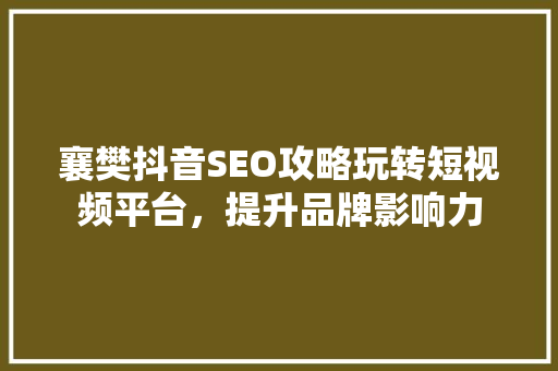 襄樊抖音SEO攻略玩转短视频平台，提升品牌影响力