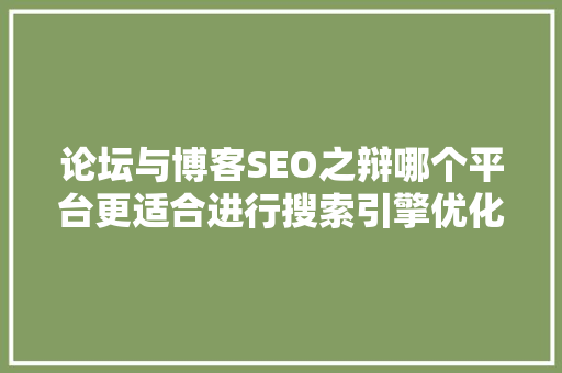 论坛与博客SEO之辩哪个平台更适合进行搜索引擎优化