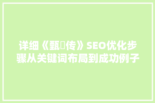 详细《甄嬛传》SEO优化步骤从关键词布局到成功例子分析