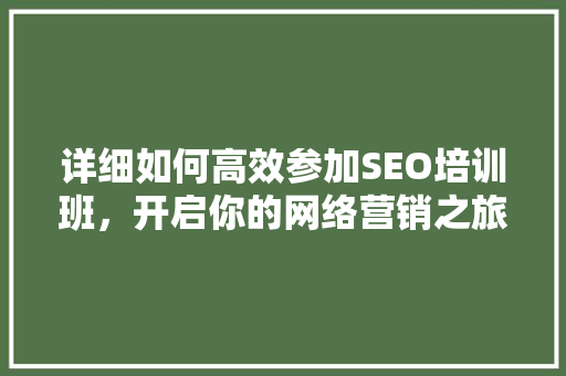 详细如何高效参加SEO培训班，开启你的网络营销之旅