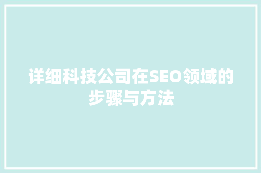 详细科技公司在SEO领域的步骤与方法 英文谷歌算法