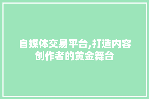 自媒体交易平台,打造内容创作者的黄金舞台