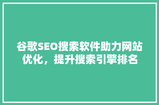 谷歌SEO搜索软件助力网站优化，提升搜索引擎排名
