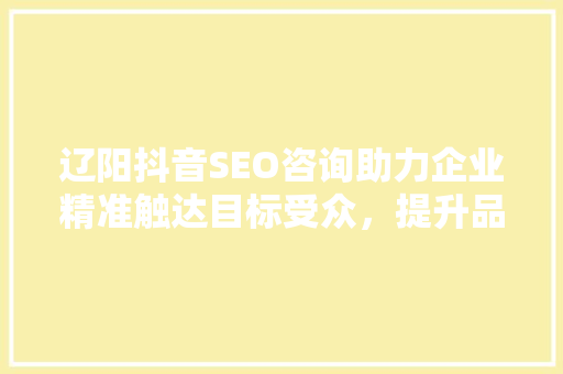 辽阳抖音SEO咨询助力企业精准触达目标受众，提升品牌影响力 头条优化