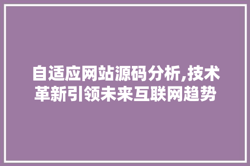 自适应网站源码分析,技术革新引领未来互联网趋势