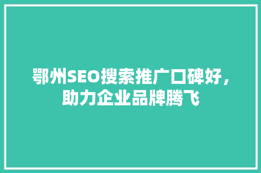 鄂州SEO搜索推广口碑好，助力企业品牌腾飞