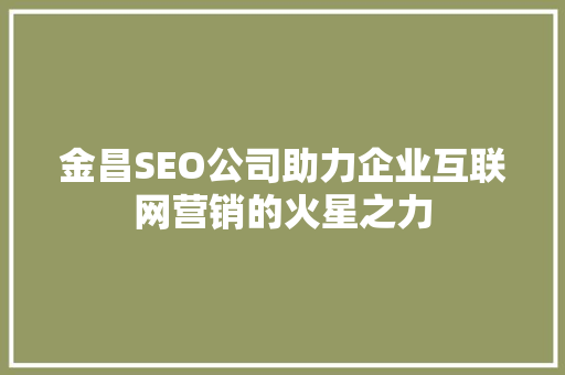 金昌SEO公司助力企业互联网营销的火星之力