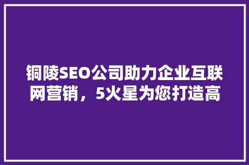 铜陵SEO公司助力企业互联网营销，5火星为您打造高效网络品牌 百度算法