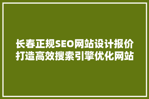 长春正规SEO网站设计报价打造高效搜索引擎优化网站的秘密武器