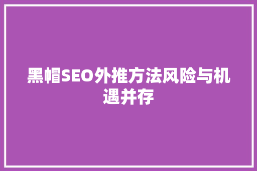 黑帽SEO外推方法风险与机遇并存