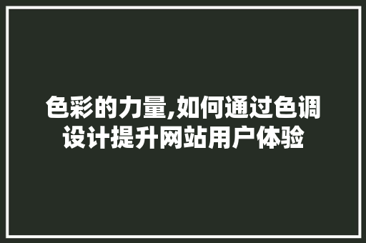 色彩的力量,如何通过色调设计提升网站用户体验