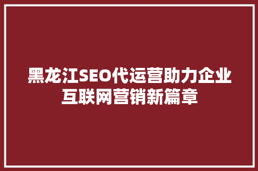 黑龙江SEO代运营助力企业互联网营销新篇章 360搜优化