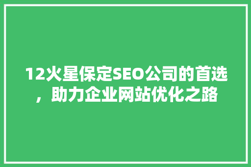 12火星保定SEO公司的首选，助力企业网站优化之路 头条优化