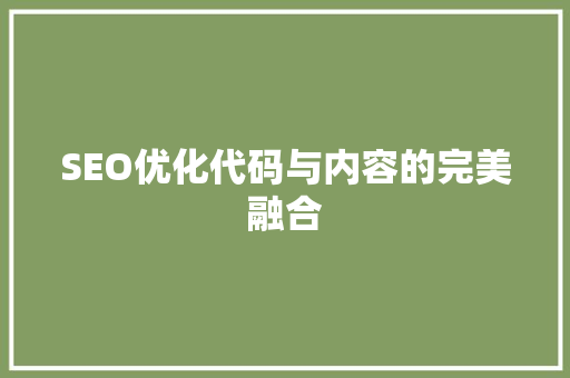 SEO优化代码与内容的完美融合 网站优化